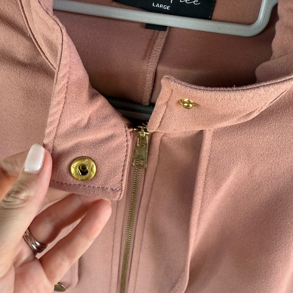 Love Tree Pink Trench Coat with Gold Accents - Picture 3 of 8